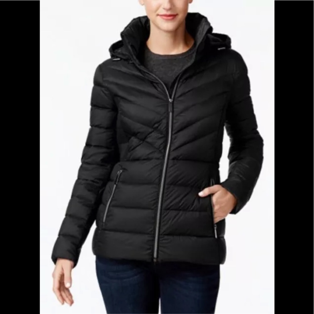 Michael Kors packable down jacket puffer Hooded black PXS